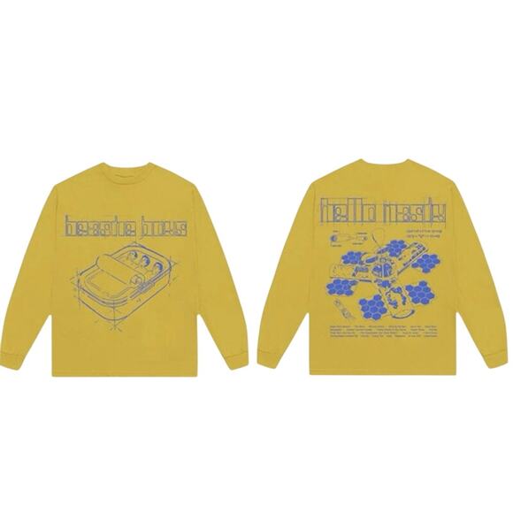BEASTIE BOYS Hello Nasty Sketch Yellow Longsleeve Tee Size L or 2XL New w/o Tag - Picture 1 of 7